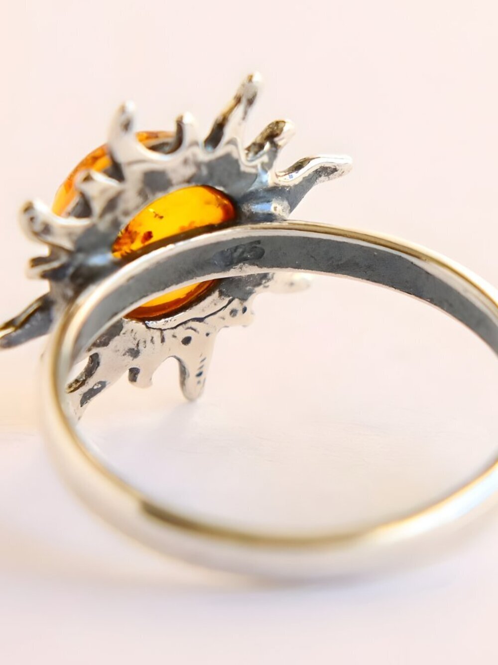 Baltic Amber Sun Ring in Sterling Silver - Picture 6 of 6